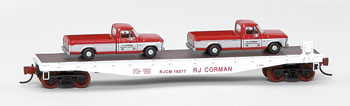 WHITE Flat Car with ford F-100 Truck